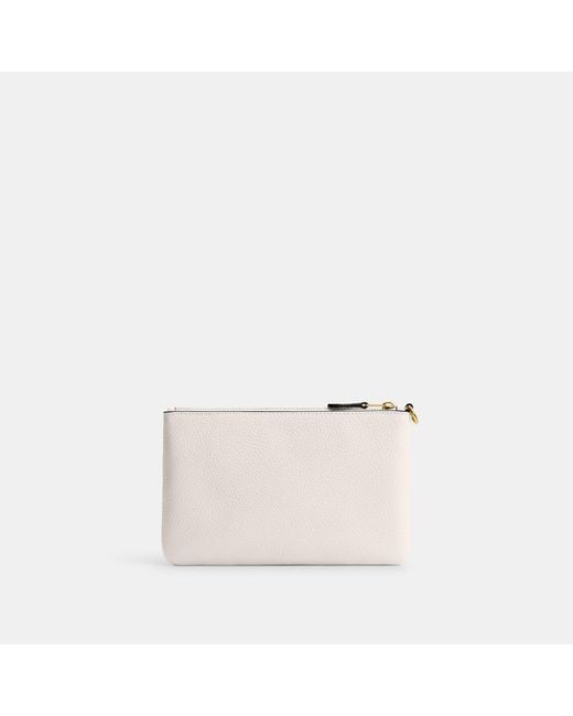 COACH White Polished Pebble Leather Small Wristlet