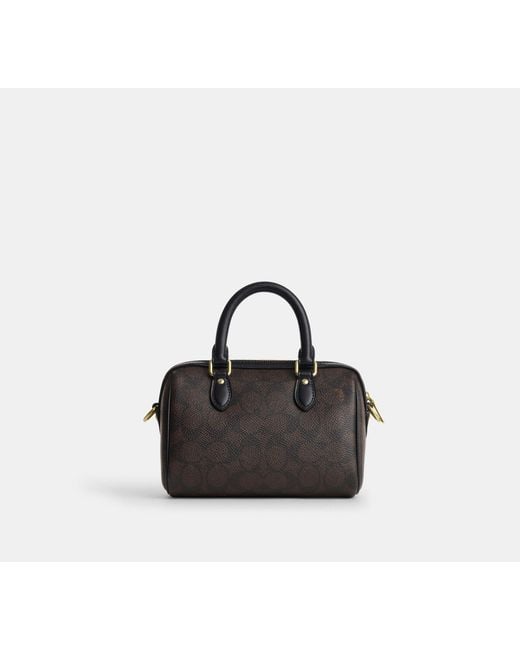 COACH Black Mini Rowan Crossbody Bag In Signature Canvas