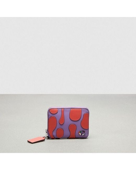 COACH Red Zip Around Wallet With Lava Appliqué In Upcrafted Leather
