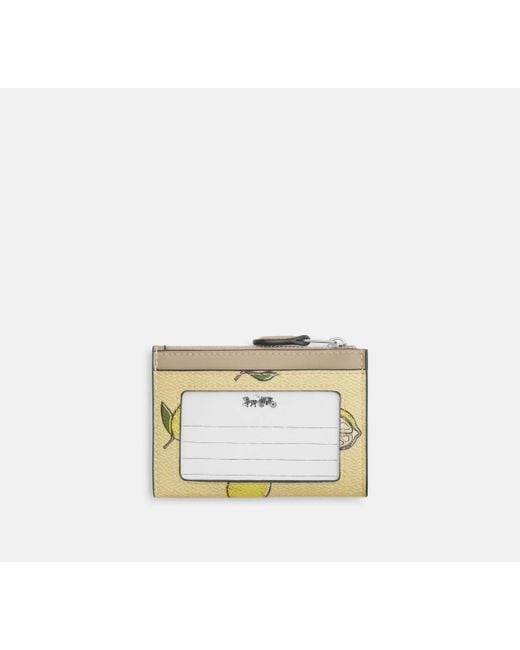 COACH Black Mini Id Case With Lemon Print