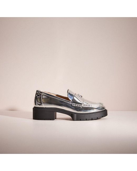 COACH Restored Leah Loafer In Silver Metallic