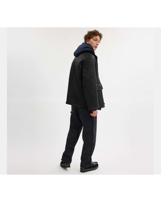 COACH Black Classic Shearling Coat for men