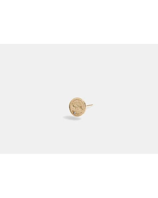 COACH White 14 K Coin Single Stud Earring