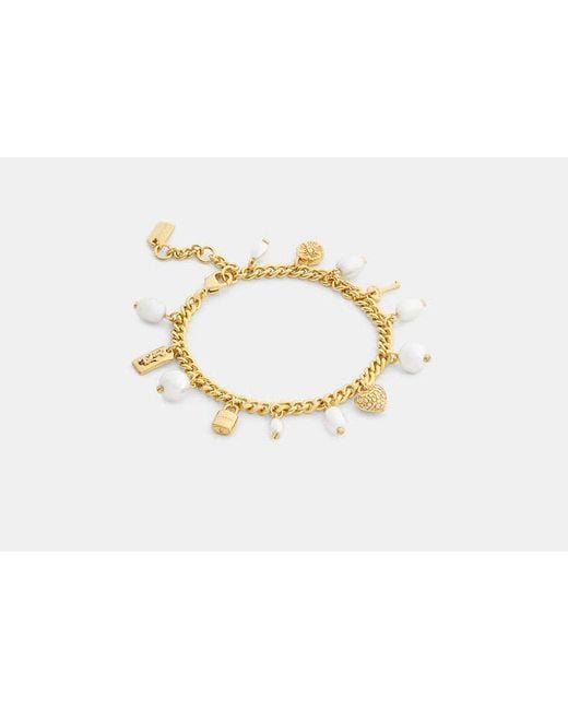 COACH Black Pearl And Heart Charm Bracelet