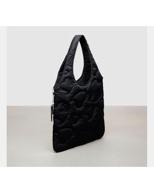 COACH Black Topia Loop Quilted Heart Flat Tote
