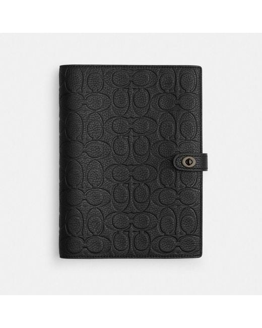 COACH Black Notebook In Signature Leather