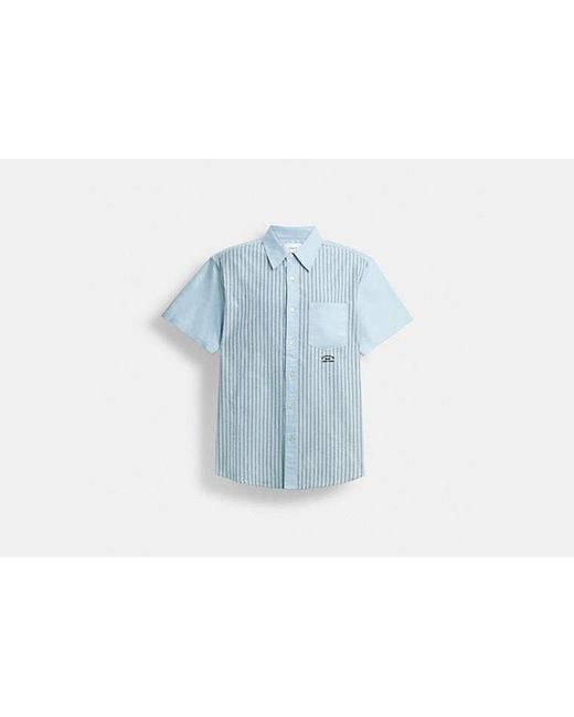 Chemise Oxford En Matières Mélangées À Rayures COACH pour homme en coloris Blue