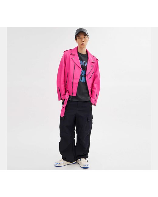 COACH Pink The Lil Nas X Drop Biker Jacket