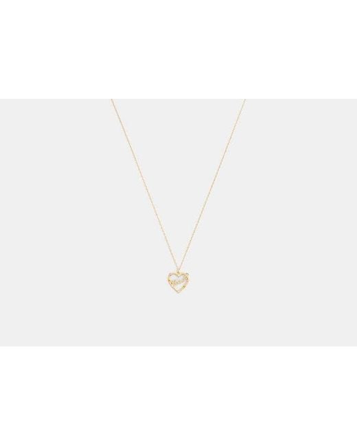 COACH Black Coach Script Heart Pendant Necklace