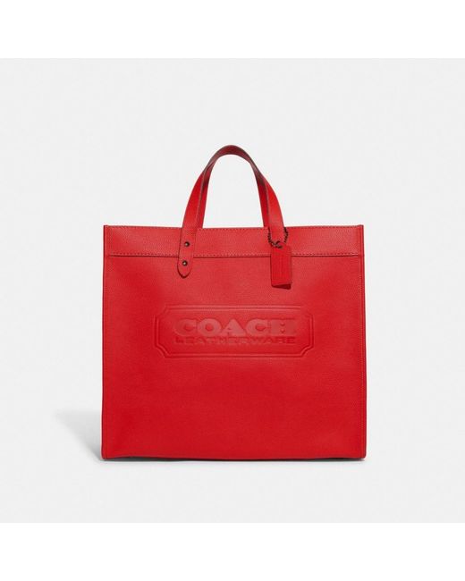 COACH Red Field Tote 40 With Badge for men
