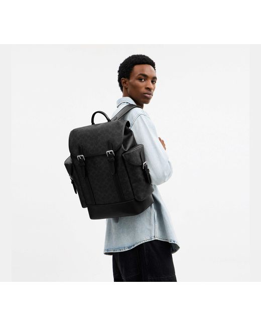 COACH Black Hitch Backpack for men