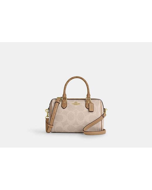 COACH Black Rowan Satchel Bag In Blocked Signature Canvas