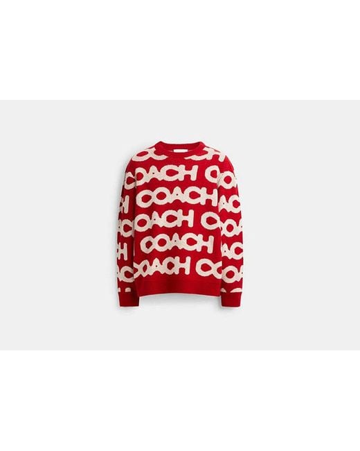 Pull Col Rond Avec Motif COACH pour homme en coloris Red
