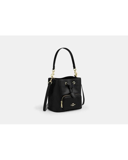 COACH Black Rowan Bucket Bag With Pocket