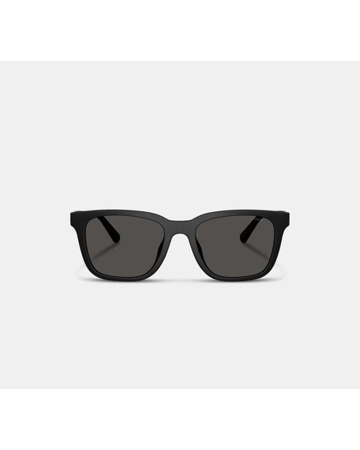 COACH Black C Hardware Textured Temple Square Sunglasses for men