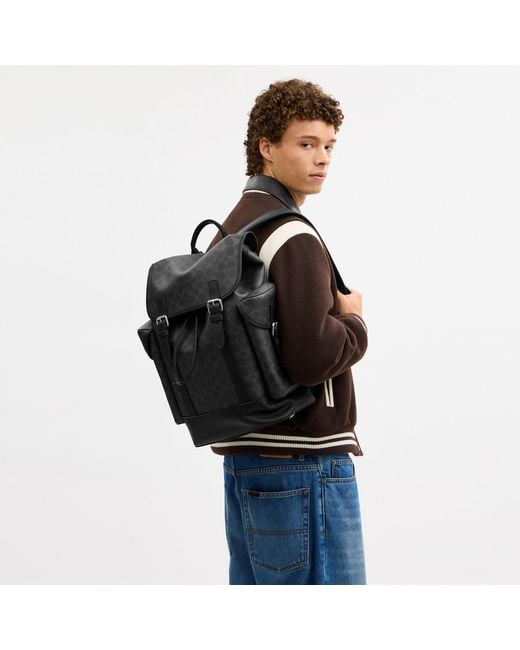 COACH Black Hitch Backpack for men