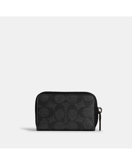 COACH Black Small Zip Around Card Case for men