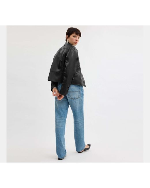 COACH Black Leather Moto Jacket