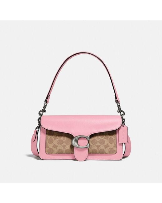 COACH Tabby Shoulder Bag 26 With Signature Canvas in Pewter/Tan Powder