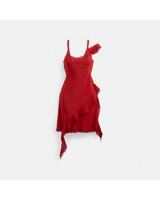 Mini robe à volants froncés COACH en coloris Red