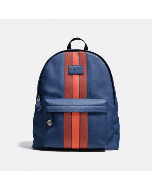 COACH Blue Campus Backpack With Varsity Stripe for men