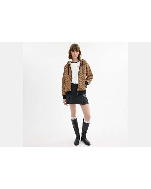 COACH Black All Over Signature Zip Hoodie