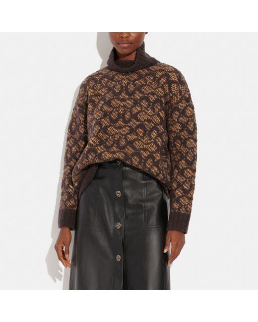 COACH Signature Turtleneck in Brown | Lyst