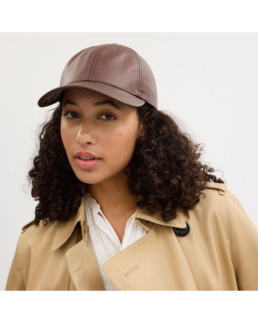 COACH Brown Leather Baseball Hat