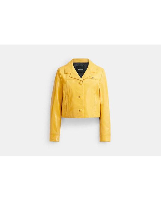 COACH Yellow Heritage C Patent Leather Jacket