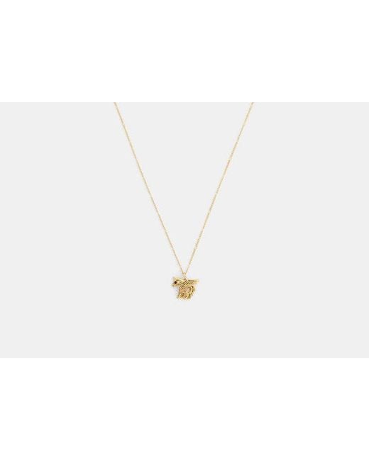 COACH Black Brushed Pegasus Pendant Necklace