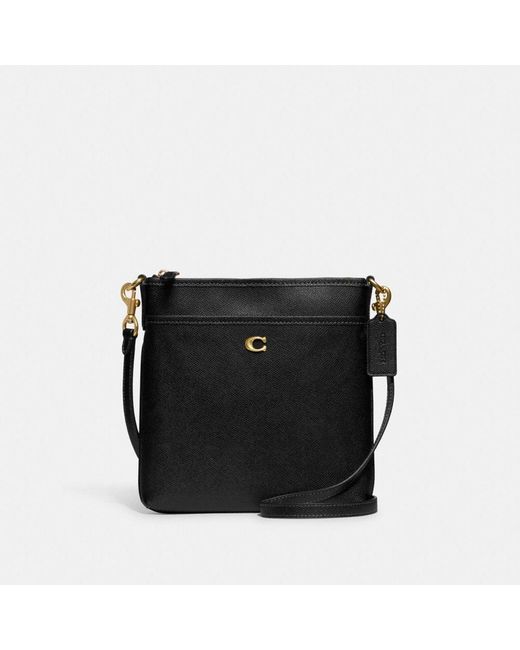 COACH Leather Kitt Messenger Crossbody in Brass/Black (Black) Lyst