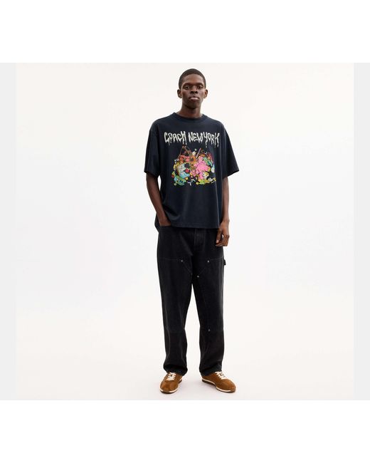 COACH Black Cartoons Relaxed T-Shirt for men