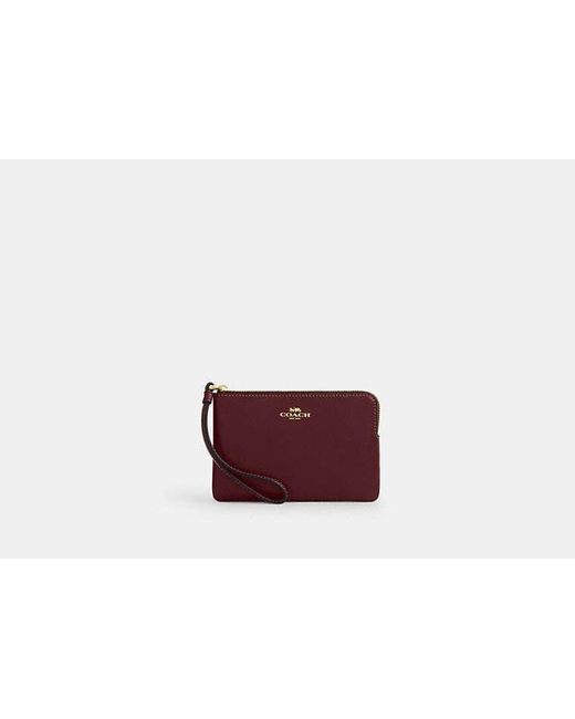 Bolso Pouch Con Cremallera Corner COACH de color Red