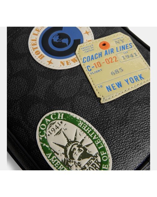 COACH Black Hitch Crossbody Bag With Patches for men