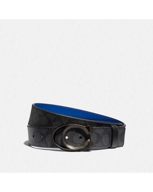 COACH Blue Signature Buckle Belt, 38mm for men