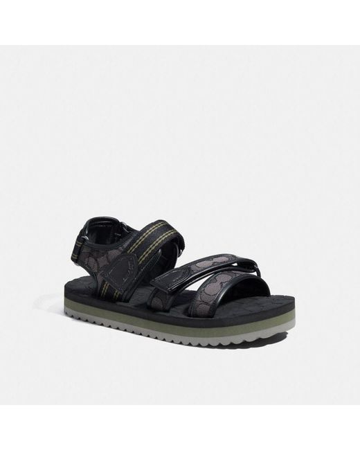 COACH Leather Sport Sandal In Signature Jacquard in Black for Men Lyst