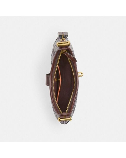 COACH Brown Hamptons Hobo Bag In Signature Jacquard