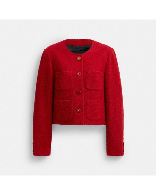 COACH Red Boucle Jacket