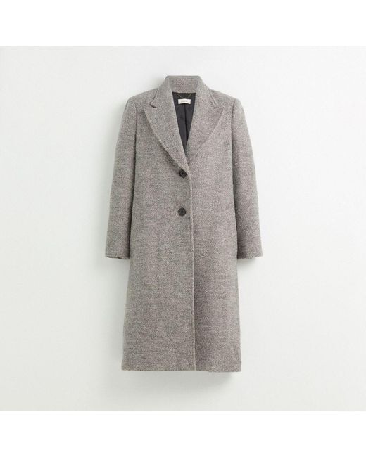 COACH Gray Restored Herringbone Oversized Coat