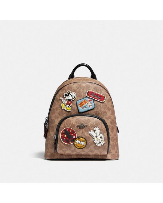 New Coach Disney Track Backpack In Signature Canvas With Patches