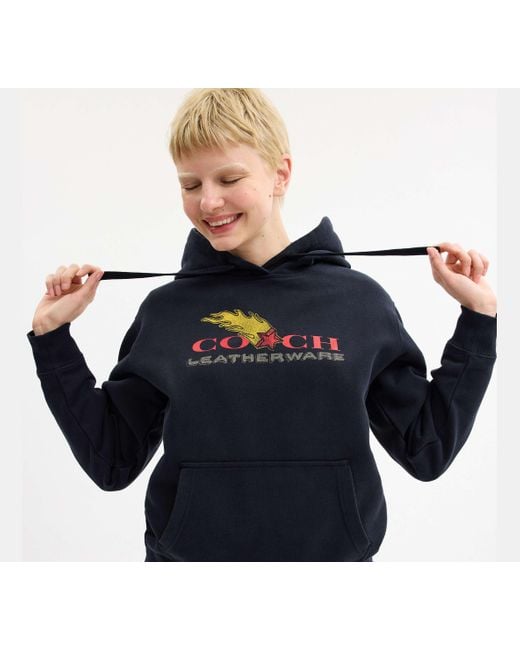 COACH Blue Collage Graphic Hoodie In Organic Cotton