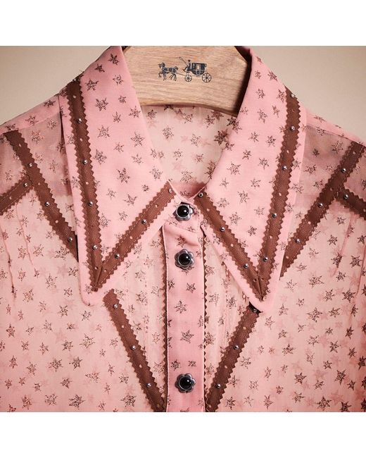 COACH Pink Restored Star Print Blouse