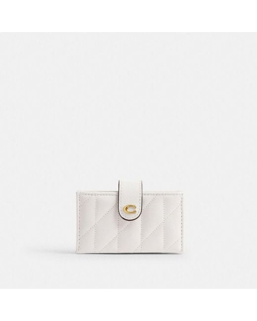 COACH White Essential Multi Card Holder With Pillow Quilting