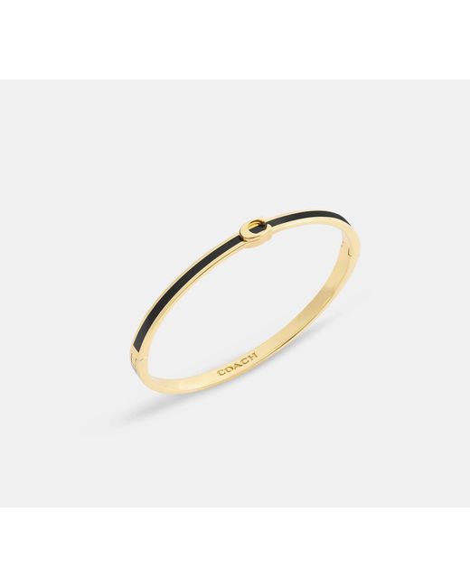 COACH Black Thin Enamel Hinged Bangle