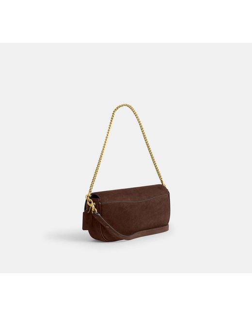 COACH Black Suede Brook Flap Bag With Chain