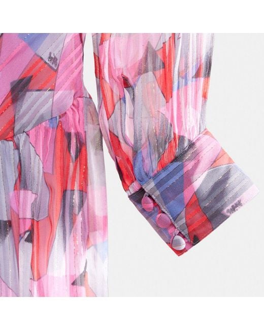 COACH Pink Restored Bold Geo Yoke Dress
