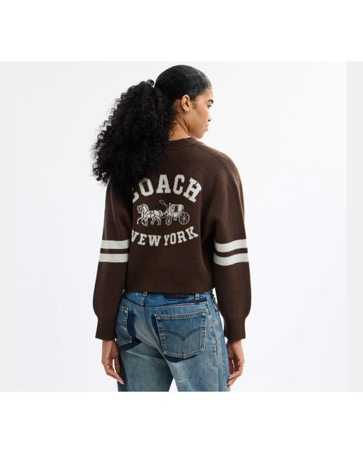 COACH Black Cropped Cardigan Mit „Horse And Carriage“ Motiv