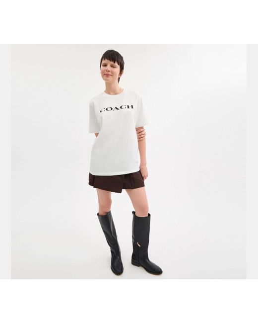 Camiseta de firma en algodón orgánico COACH de color Black