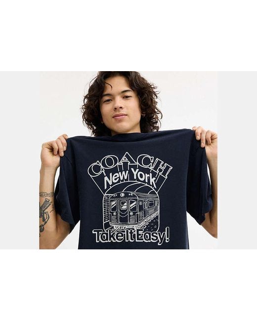 COACH Blue Subway Relaxed T-Shirt for men