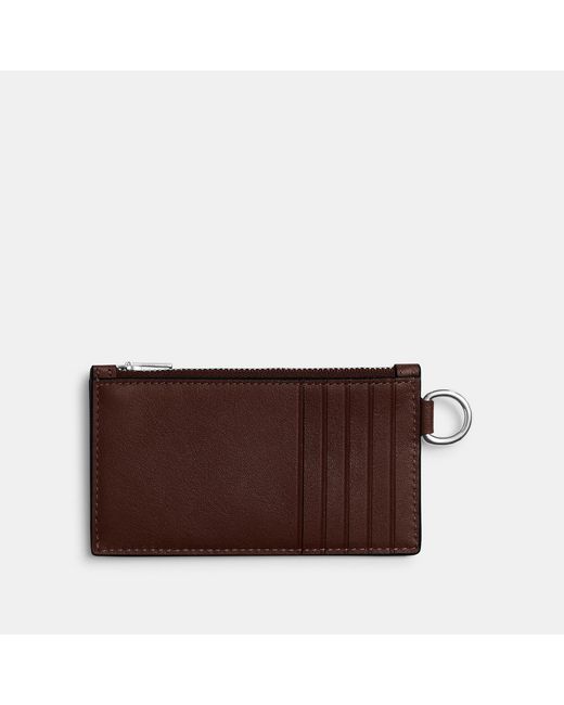 COACH Brown Zip Card Case for men